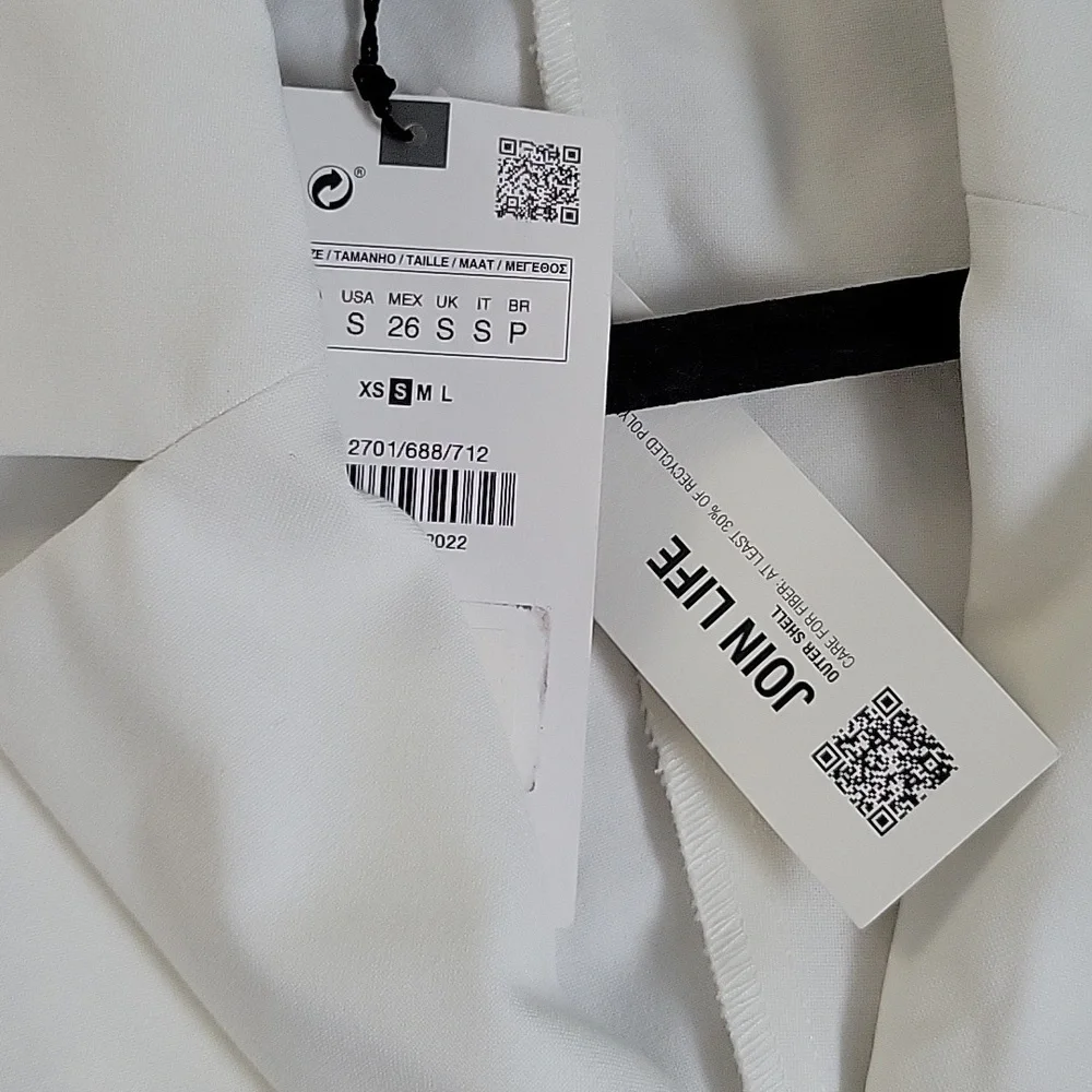 ZARA White NWT Cut Out Sides Tailored Blazer Dress Romper Micro Mini Size Small - Picture 6 of 13
